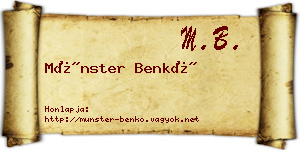 Münster Benkő névjegykártya